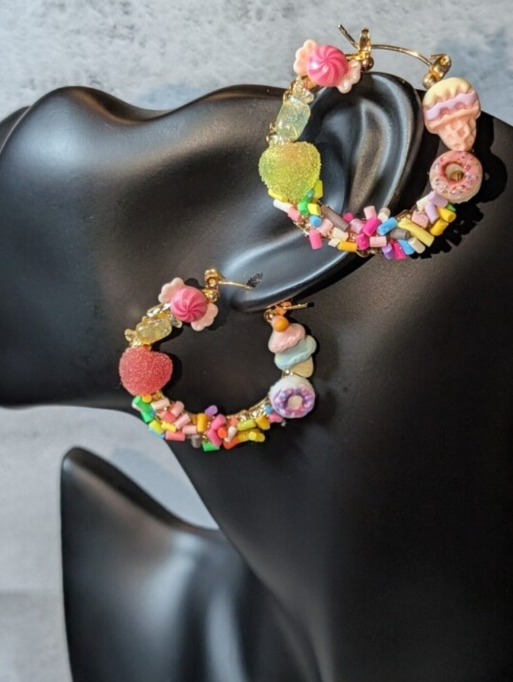 Hand Crafted Multicolor Candy Small Hoop Earrings For Kids And Adults